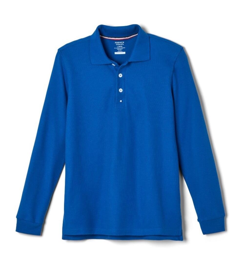 NEW! French Toast XXL 18/20 Long Sleeve Pique Polo Shirt Royal Blue